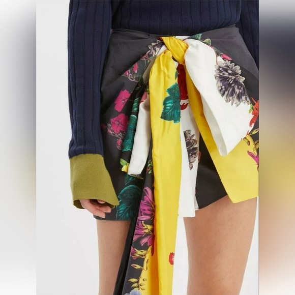 $1,490 S2020 NEW OSCAR DE LA RENTA STUNNING FLORAL RUNWAY BOW SHORT SKIRT US S - Picture 4 of 11